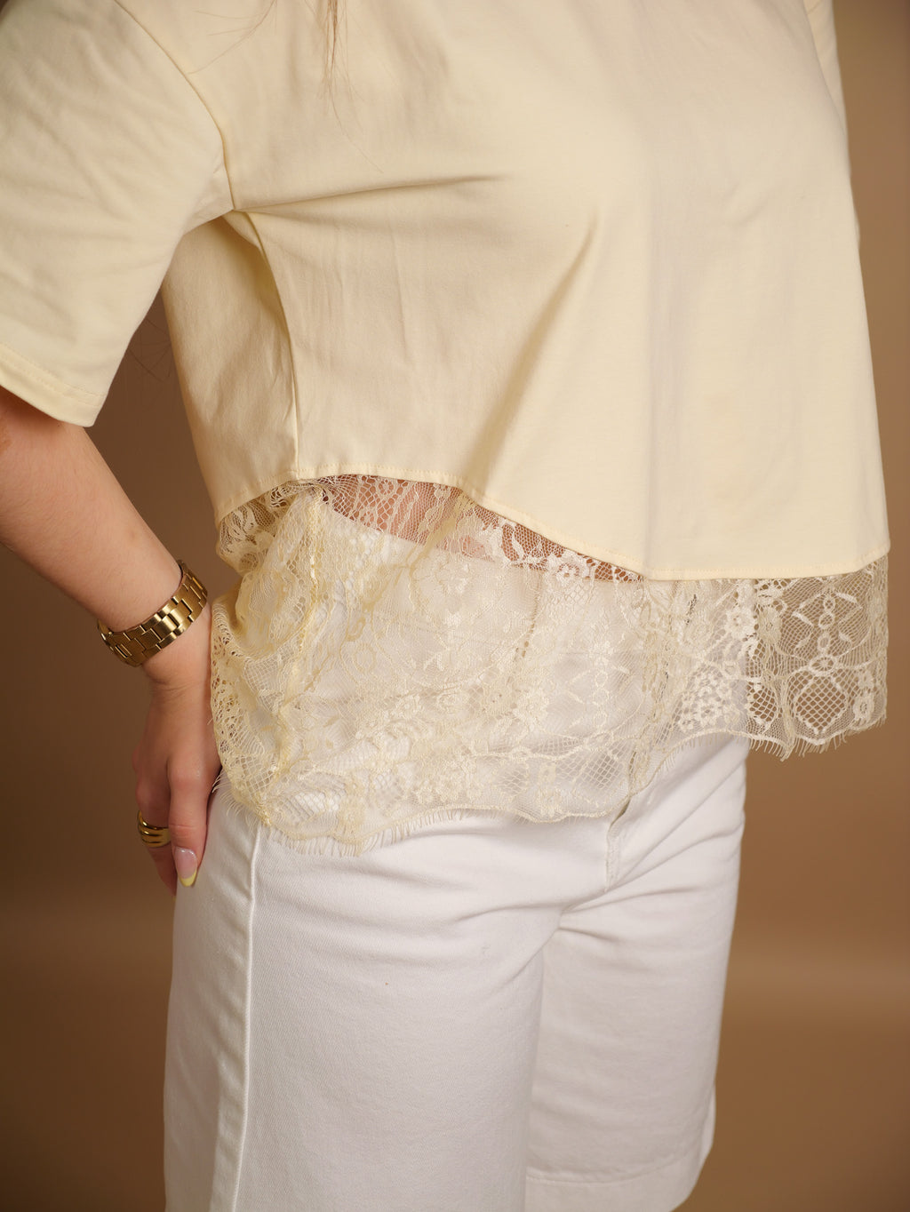 T-shirt Maya Dentelle jaune