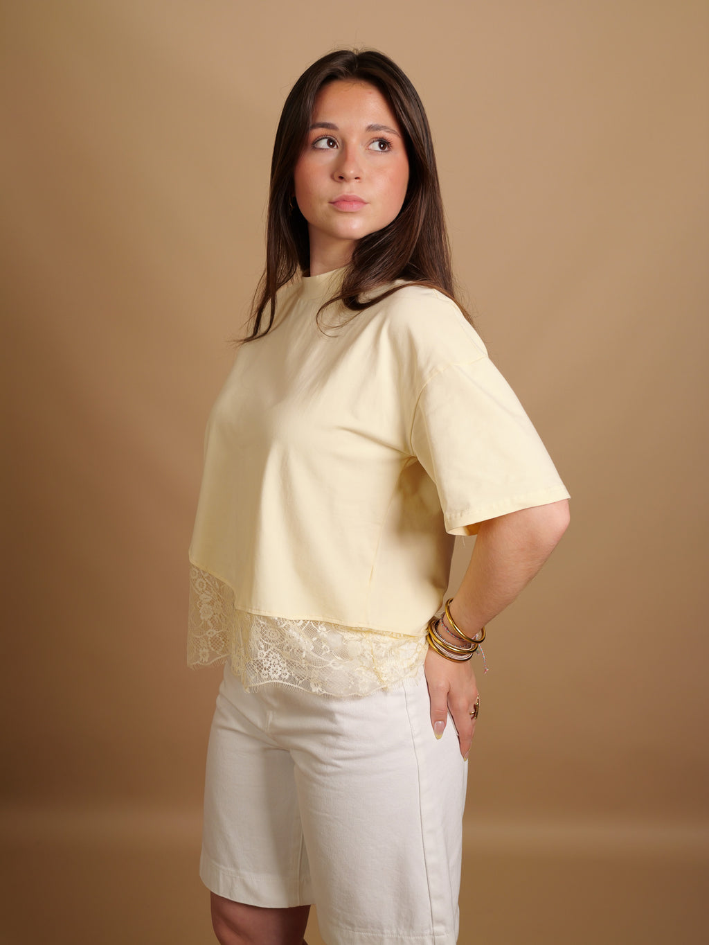 T-shirt Maya Dentelle jaune