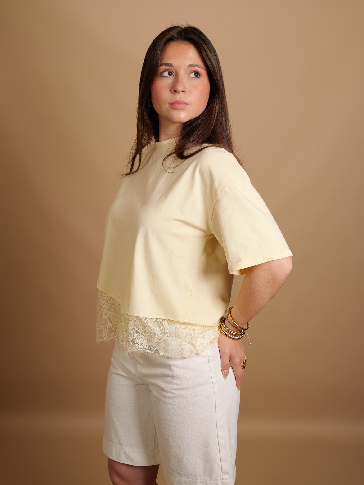 T-shirt Maya Dentelle jaune