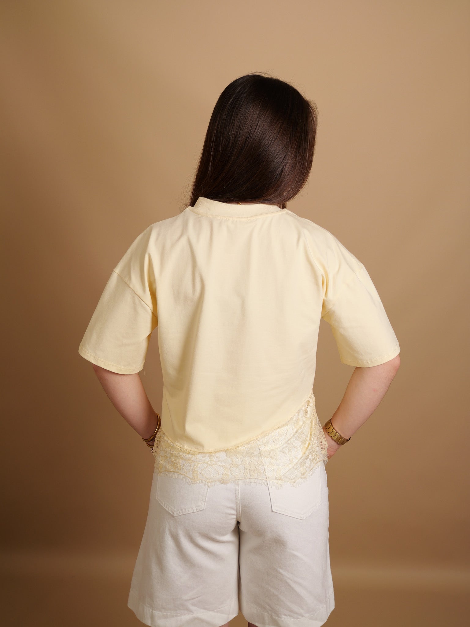 T-shirt Maya Dentelle jaune