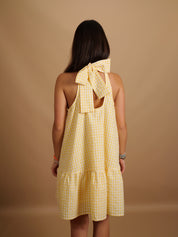 Robe Sofia vichy jaune & blanc
