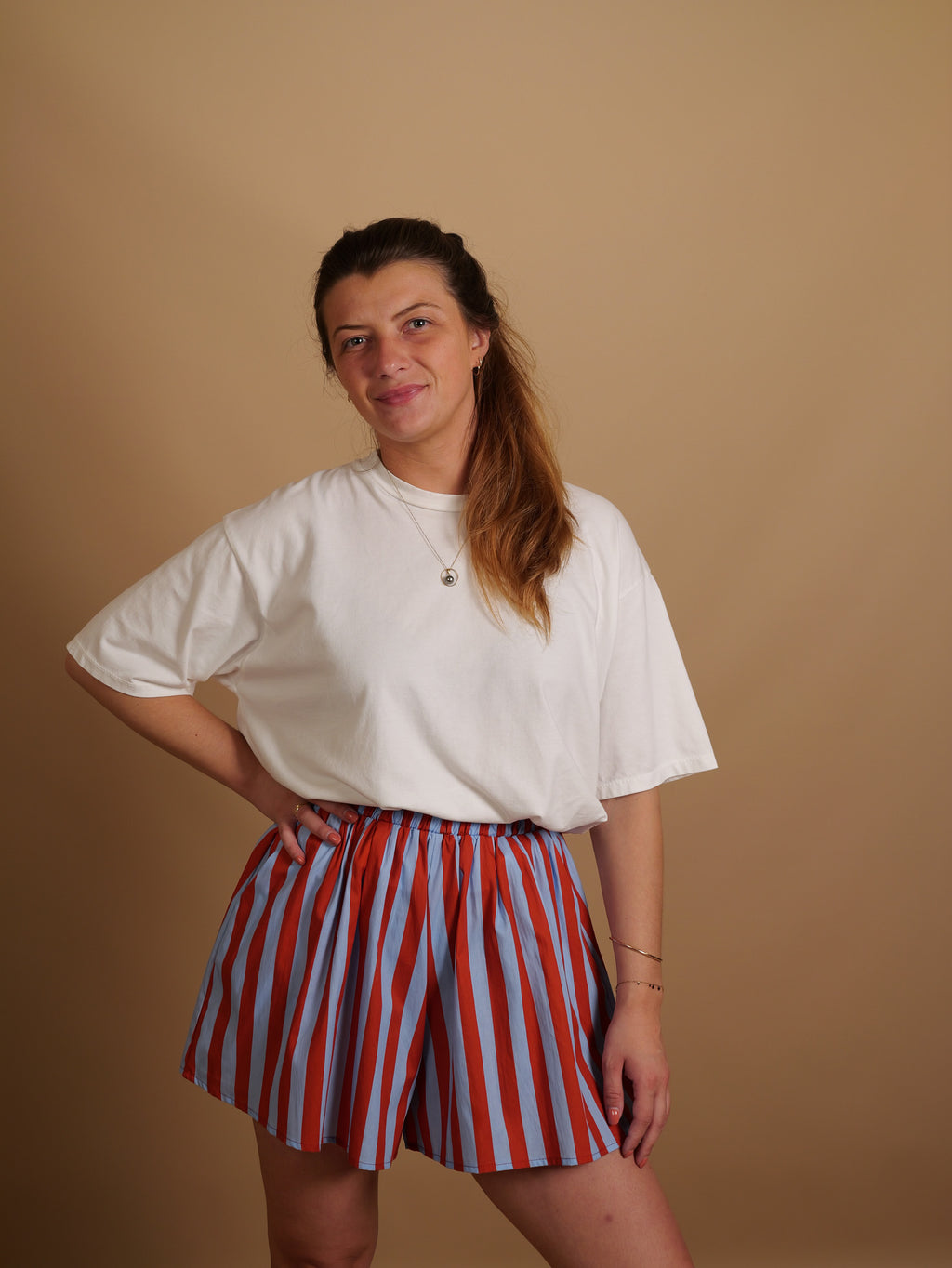 Short rayures Fiona terracotta
