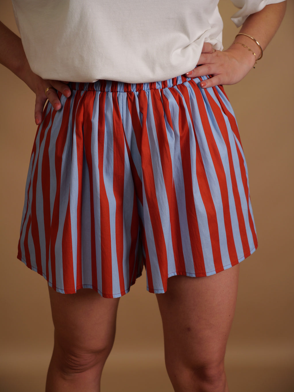 Short rayures Fiona terracotta