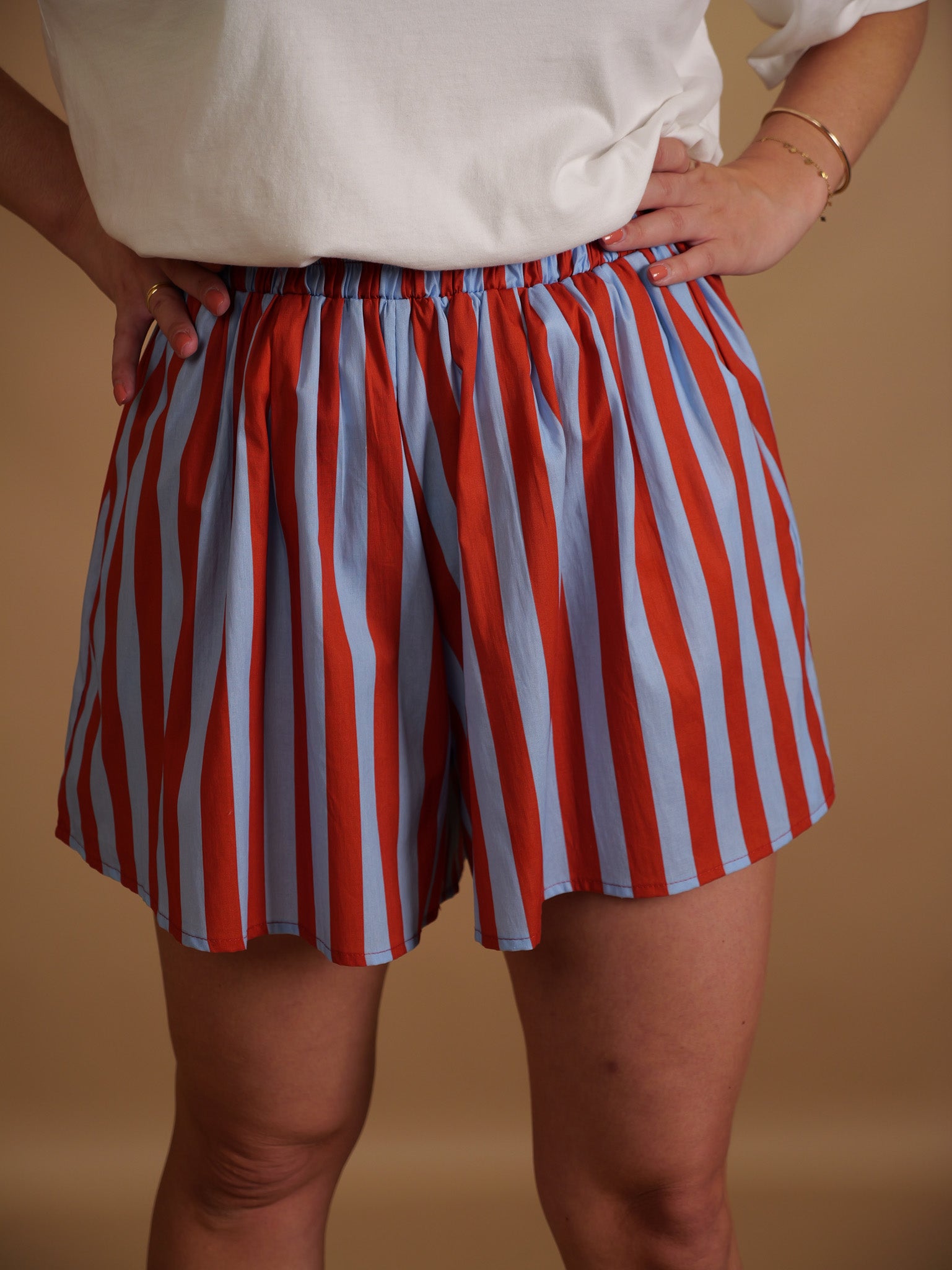 Short rayures Fiona terracotta