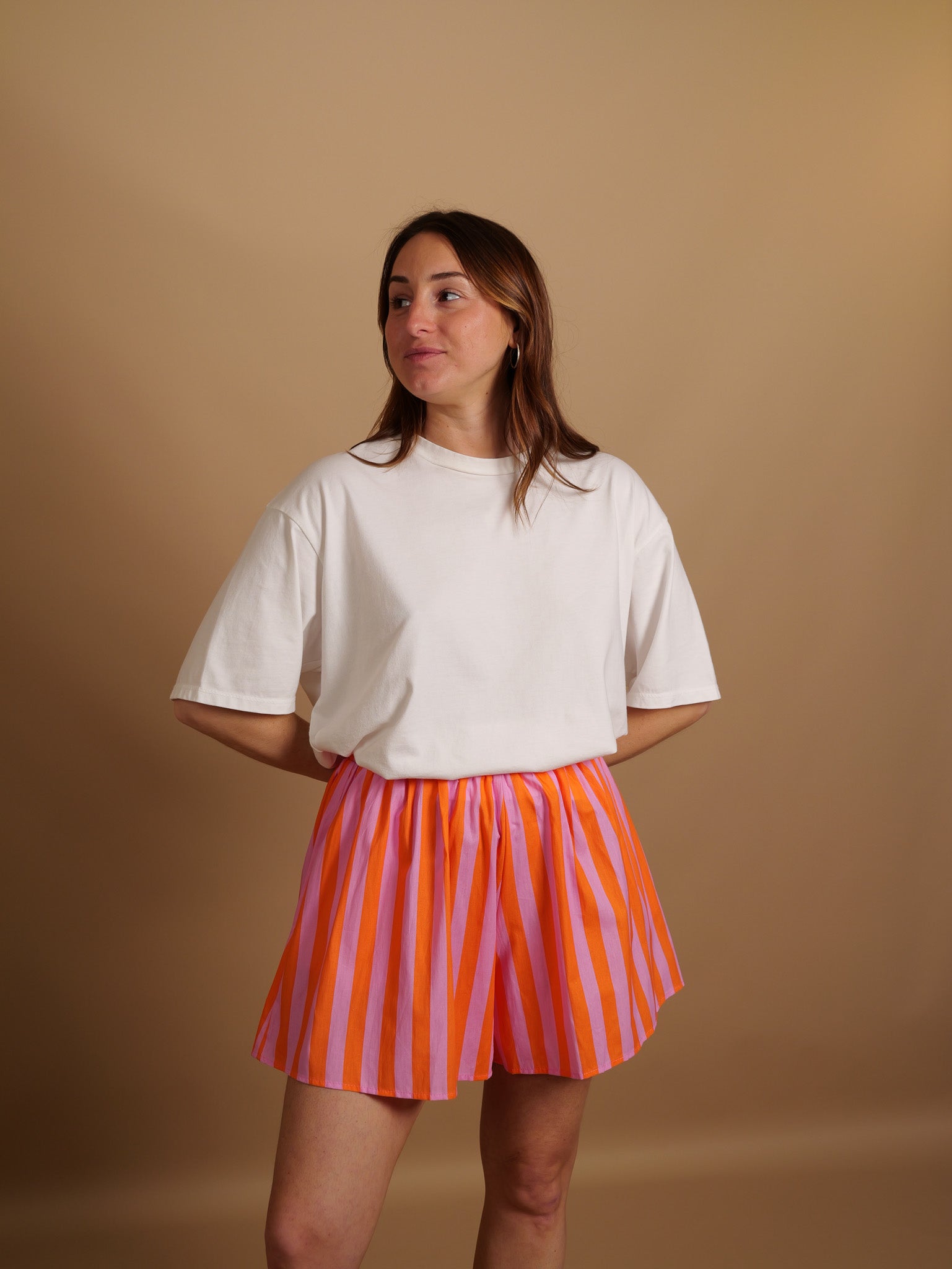 Short rayures Fiona orange