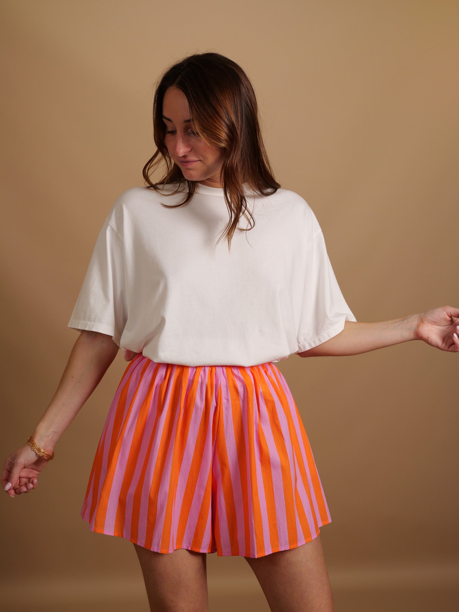 Short rayures Fiona orange