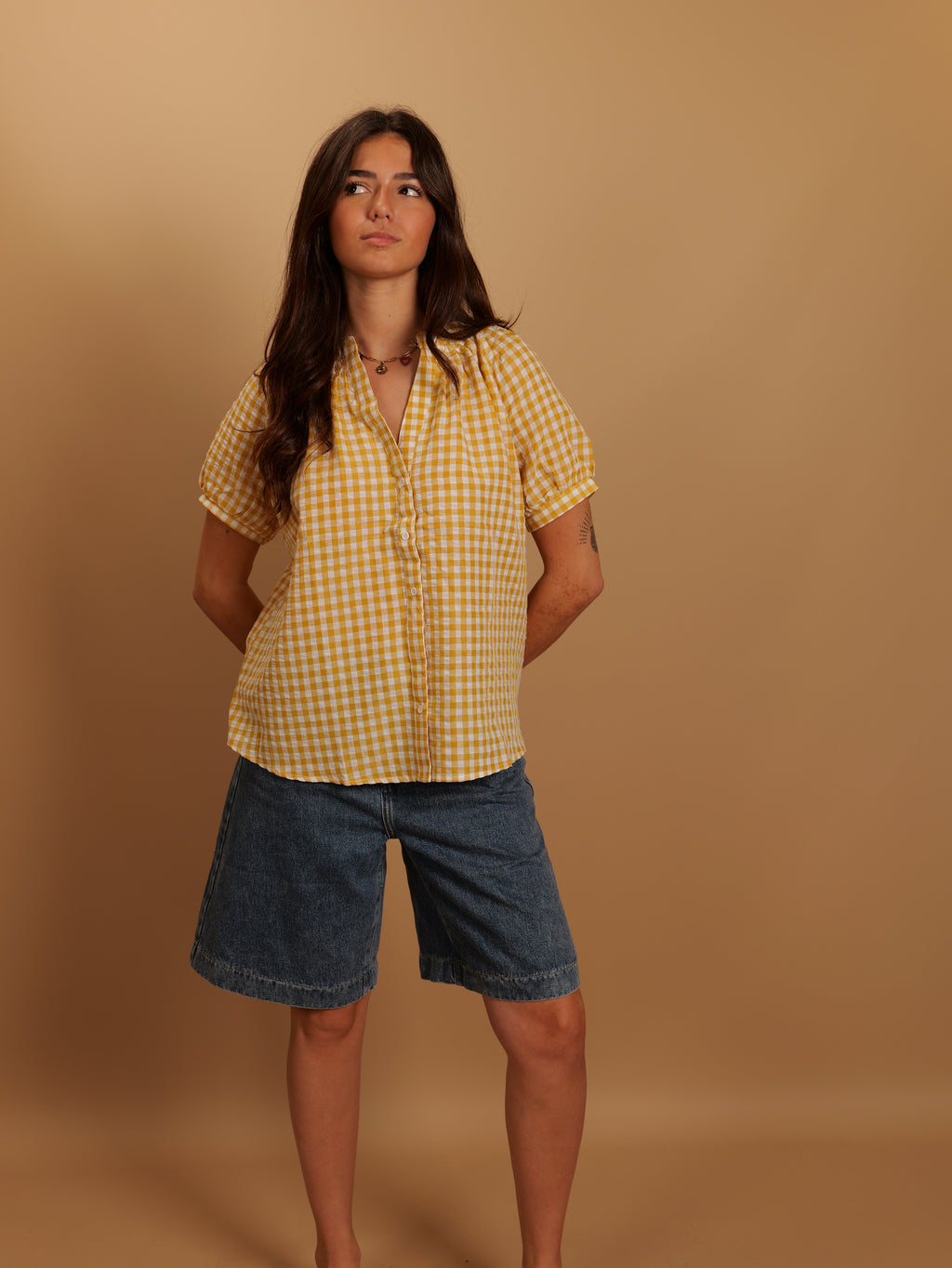 Chemise courte Claudine jaune