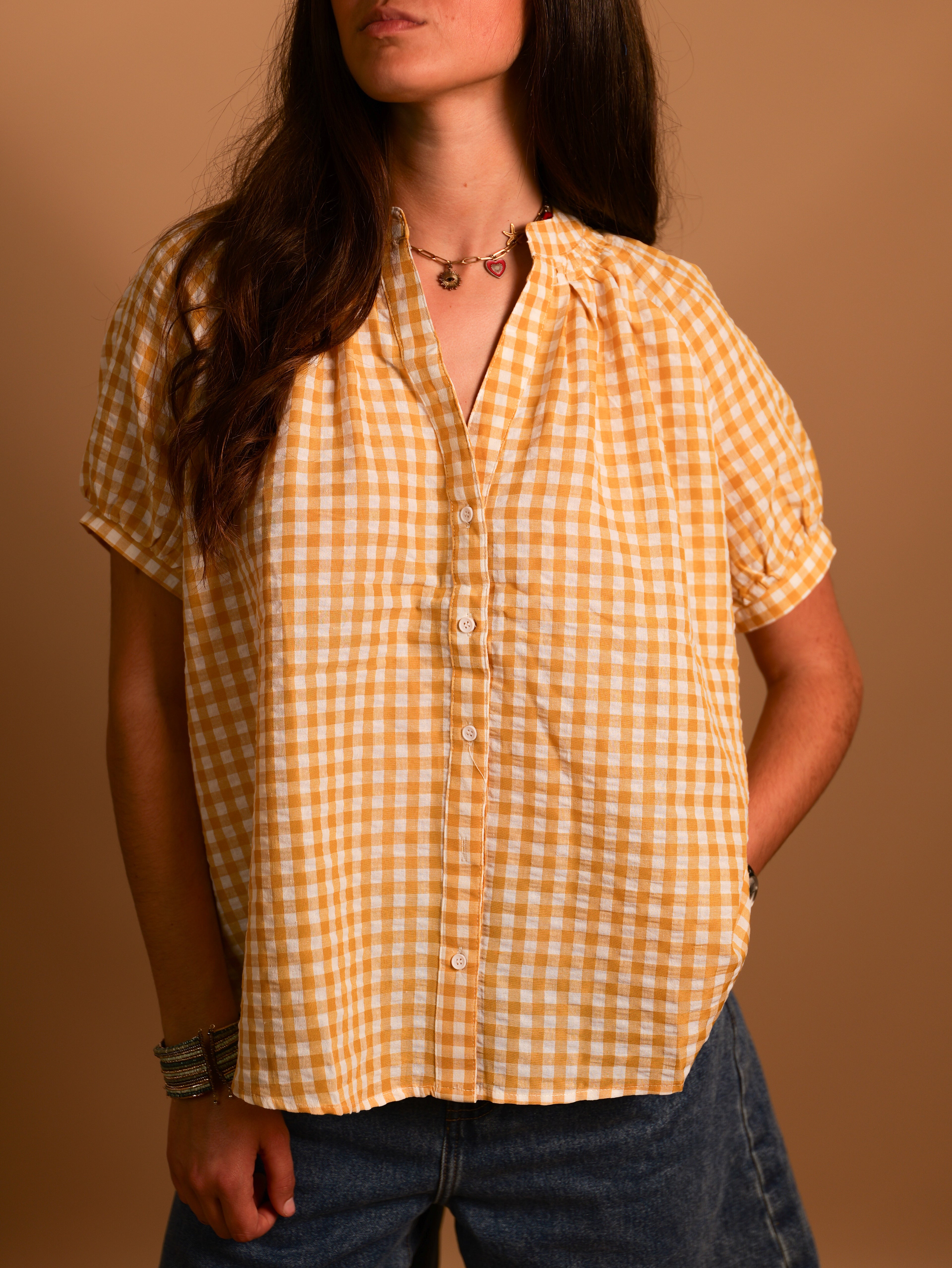 Chemise courte Claudine jaune