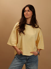 Tee-shirt Gigi jaune col marron