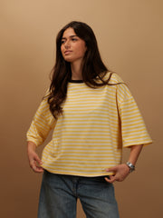 Tee-shirt Gigi jaune col marron