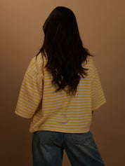 Tee-shirt Gigi jaune col marron