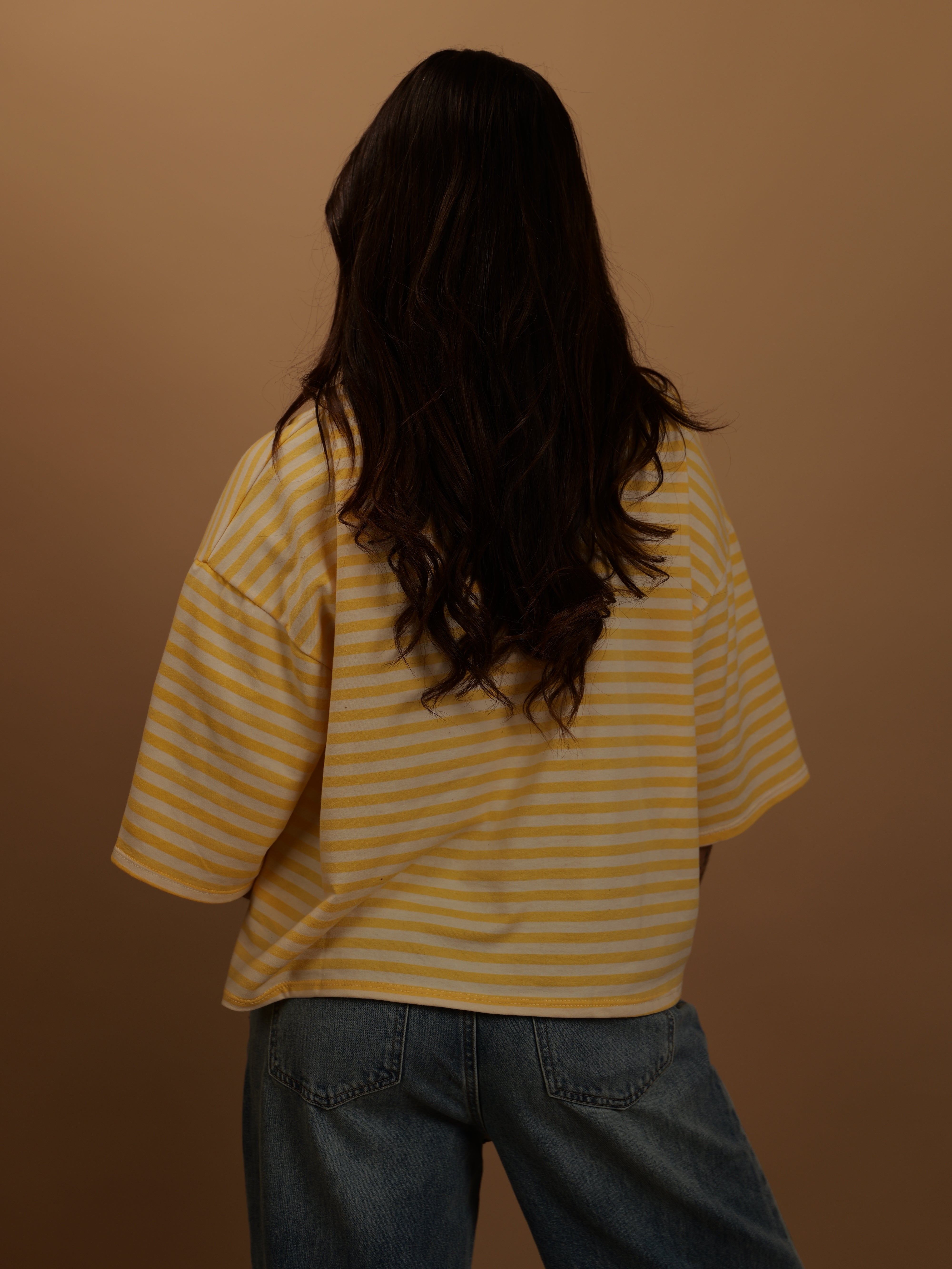 Tee-shirt Gigi jaune col marron