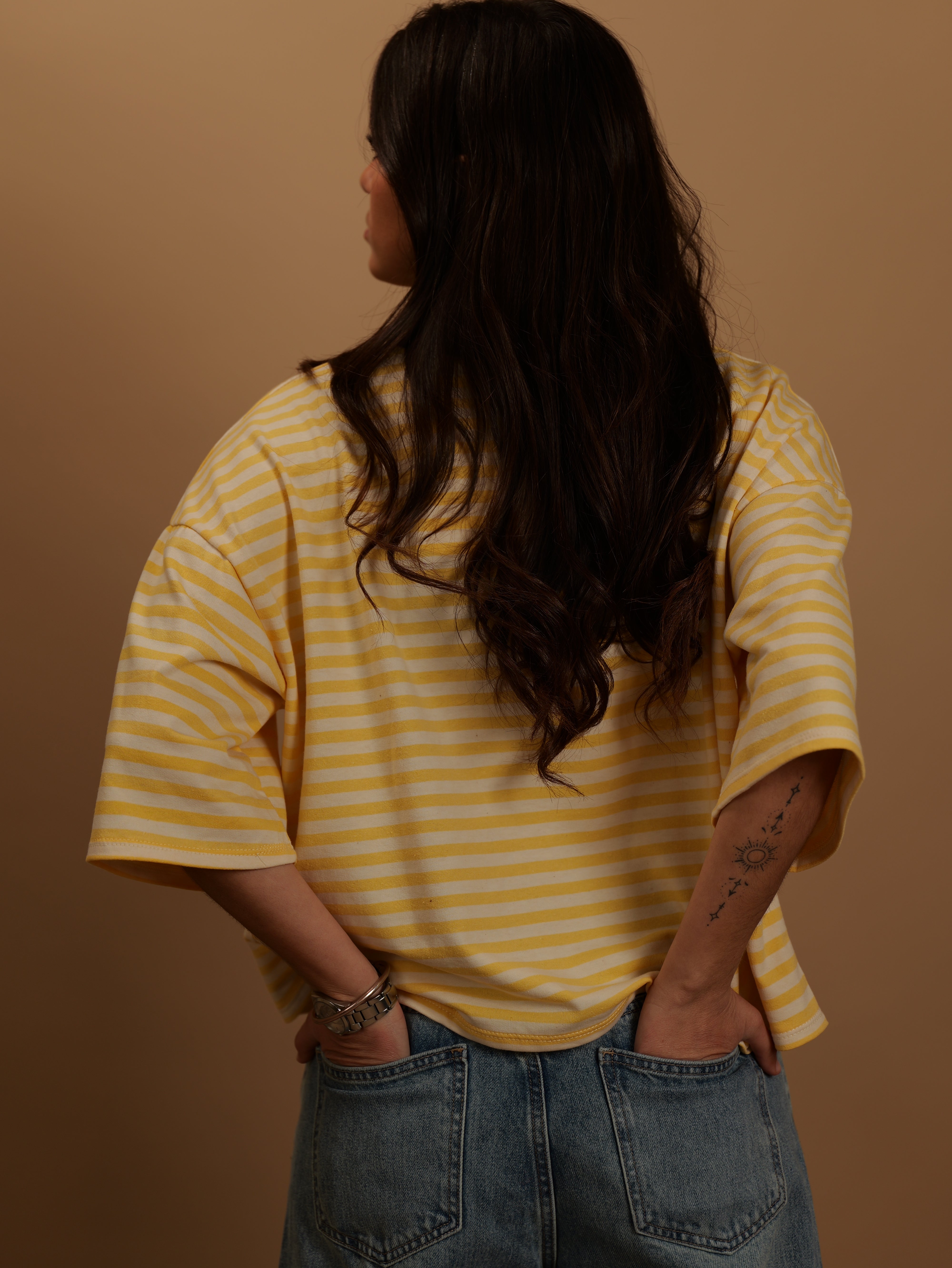 Tee-shirt Gigi jaune col marron