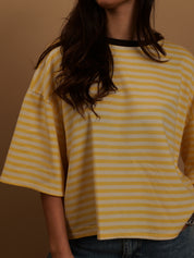 Tee-shirt Gigi jaune col marron