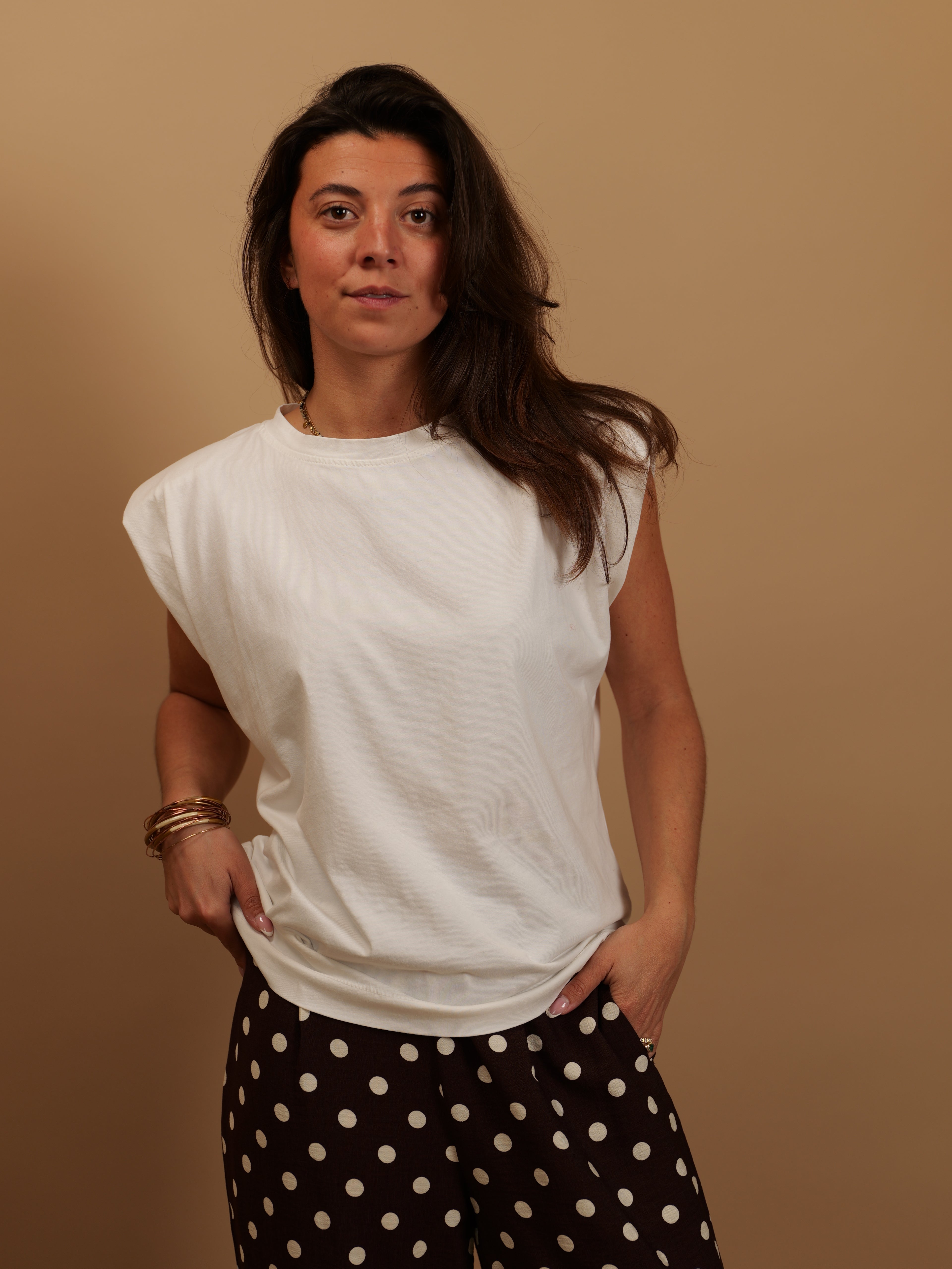 Tee-shirt épaulettes blanc