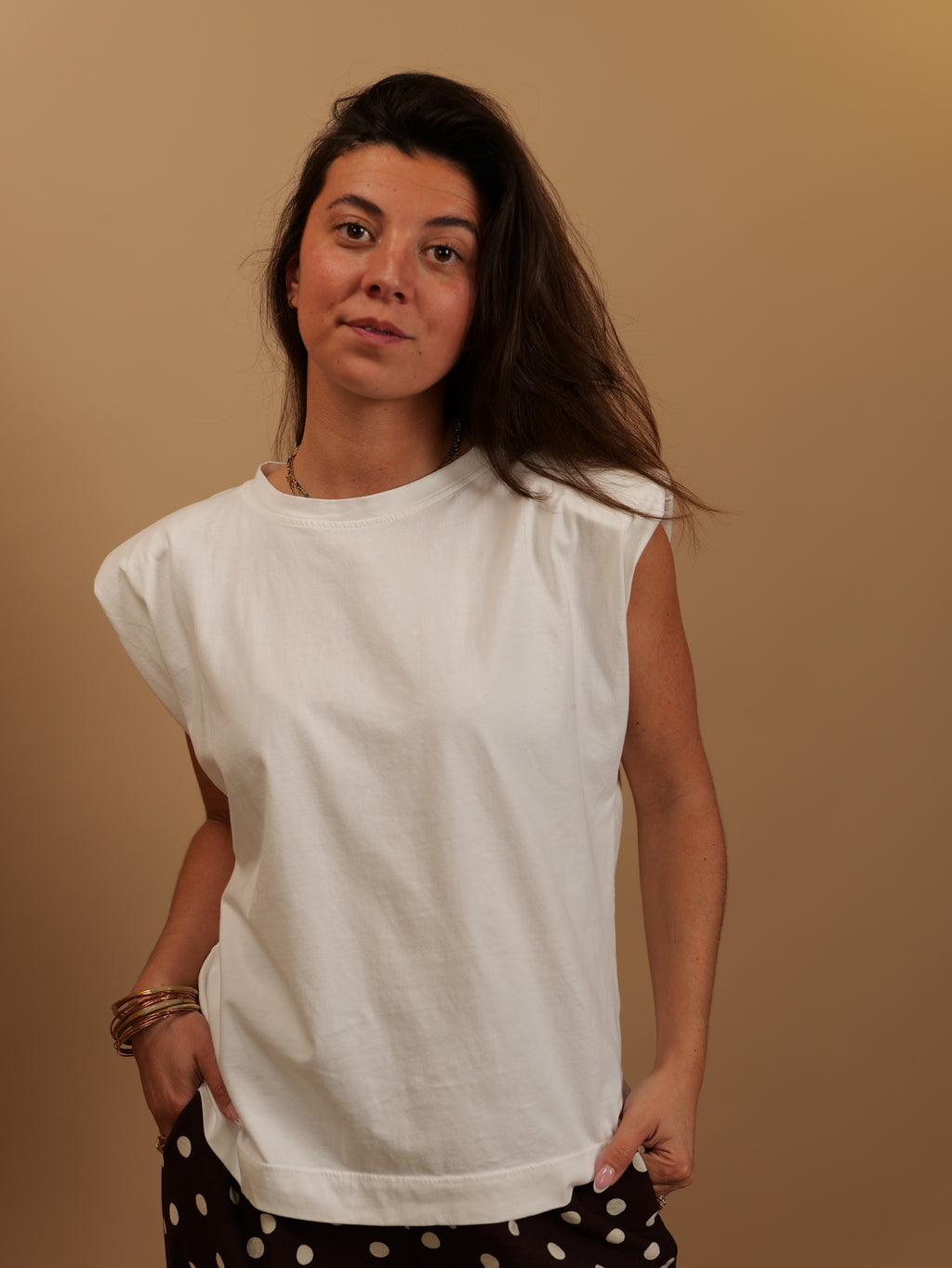 Tee-shirt épaulettes blanc