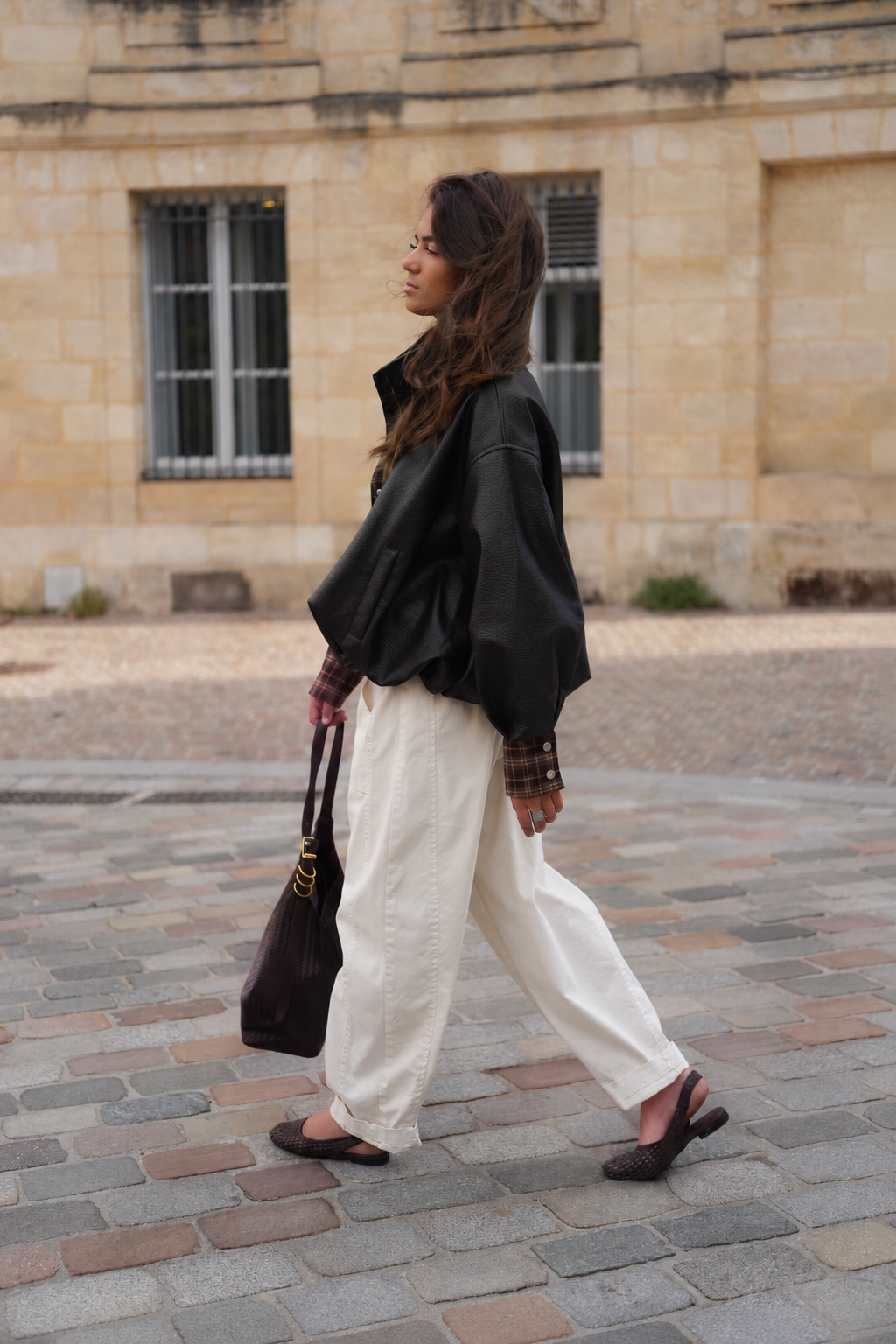 Pantalon barrel écru
